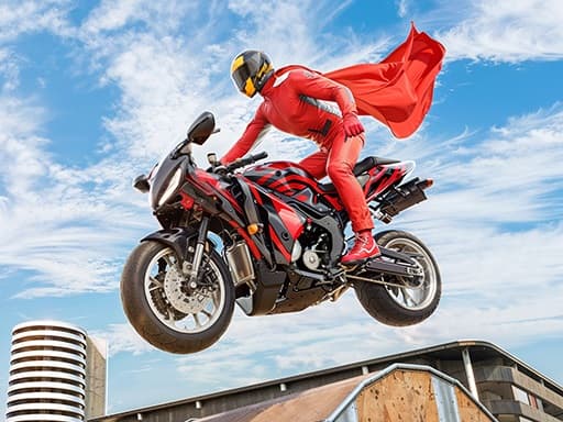 Real Motorbike Super Hero Stunt 3D - play free online